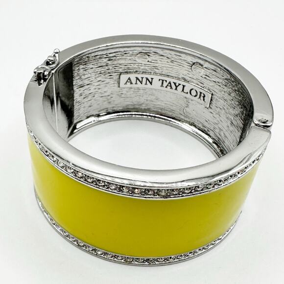 Ann Taylor Yellow Enamel Bracelet  Wide Bangle Magnetic Closure Preppy Jewelry - Picture 11 of 11